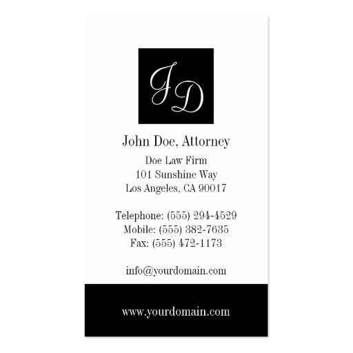 Attorney Black/LtGrey Corner Business Card (back side)