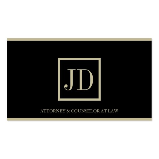 Attorney Black/Tan Square Monogram Plaque Stripes Business Cards