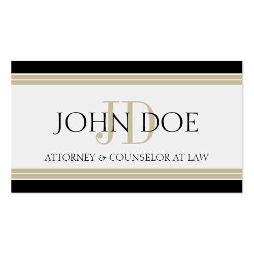 Attorney Black Tan Stripes Business Card Template (front side)