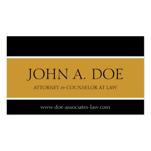 Attorney Black/Yellow Gold Banner Business Cards (front side)