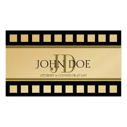 Attorney Black/Yellow Gold Film Monogram Business Card Templates (front side)