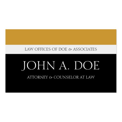 Attorney Black/Yellow Gold Touch Business Card (front side)