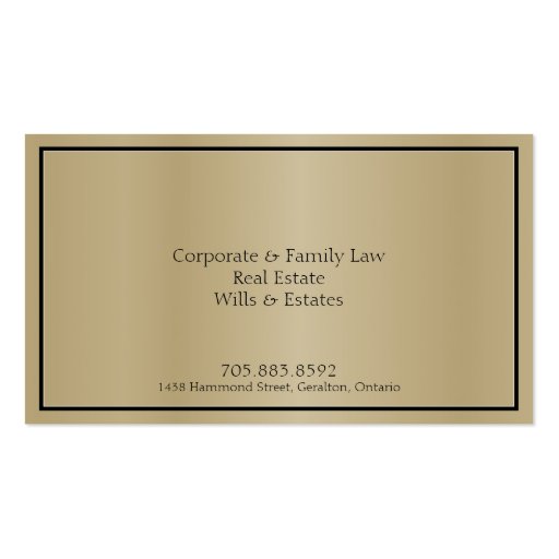 Attorney Business Card - Classy Gold & Black (back side)