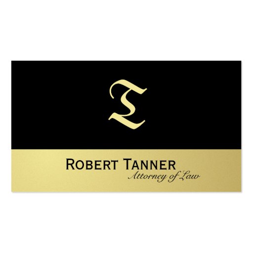 Attorney Business Card Monogram Black & Gold