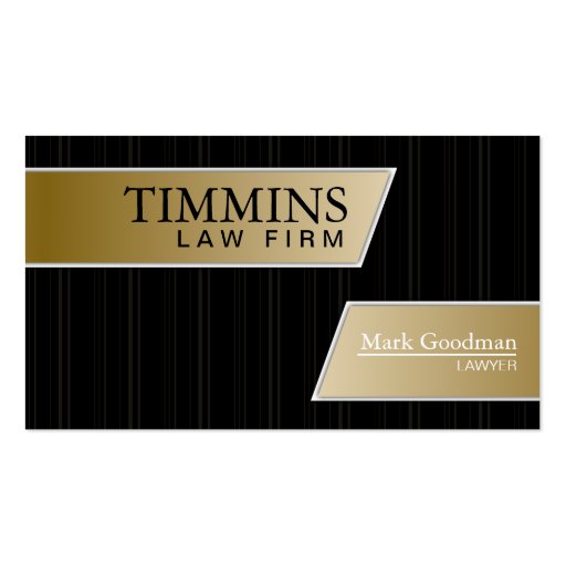 Attorney Business Card - Stylish Gold & Black (front side)