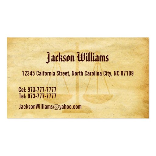 Attorney Business Cards (back side)