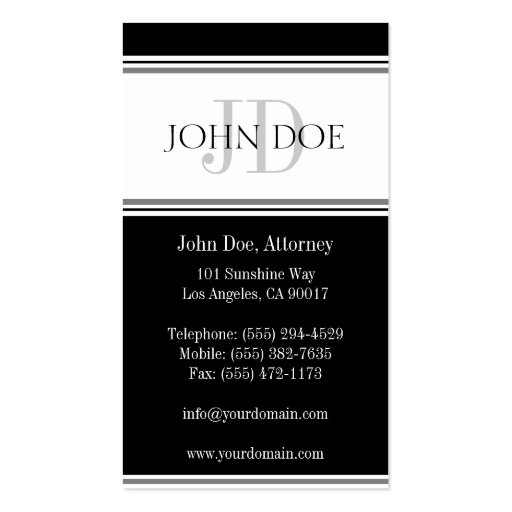 Attorney D Stripes W/W Business Card Templates (back side)