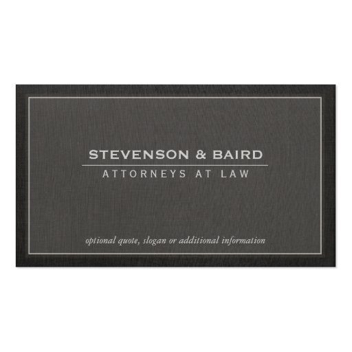 Attorney Dark Gray Linen Look Business Card (front side)