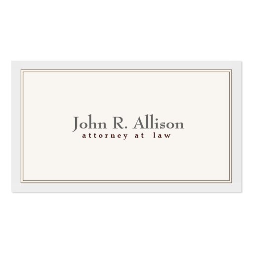 Attorney Elegant and Simple Ivory Border Business Card (front side)
