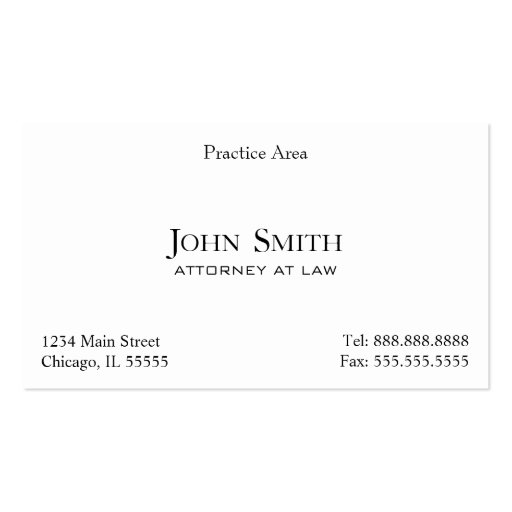Attorney, Elegant Clean II Business Card Template (front side)
