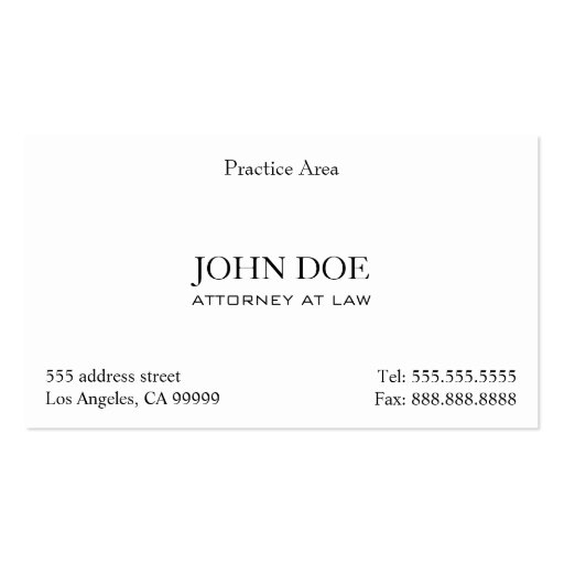 Attorney Elegant Clean II Business Card Template (front side)