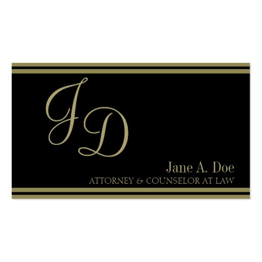 Attorney Fancy Black/Gold Stripes Business Card (front side)
