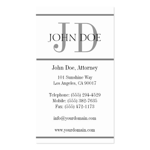 Attorney G Stripe W/W - Available Letterhead - Business Card Template (back side)