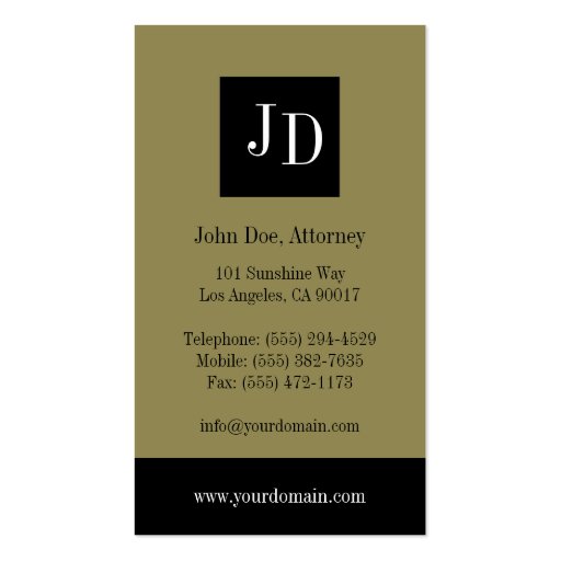 Attorney Gold Black Banner Business Card Template (back side)