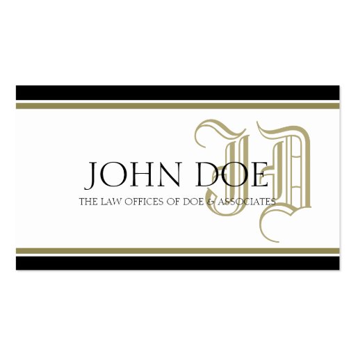 Attorney Gold Fancy Monogram Business Card Templates (front side)