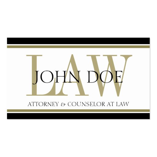 Attorney Gold LAW Business Cards (front side)