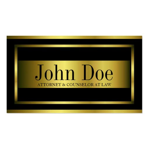 Attorney Gold Metal Metallic Border Business Card (front side)