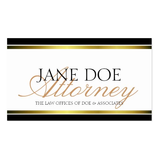 Attorney Gold Metallic Script Business Cards (front side)