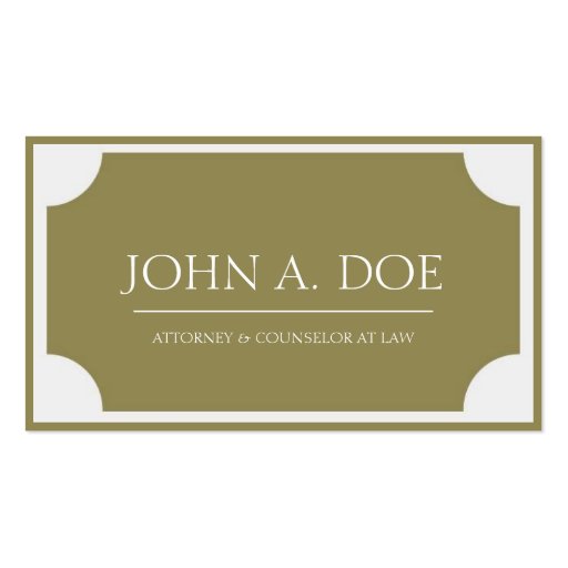 Attorney Gold Plaque/Border White Business Card (front side)