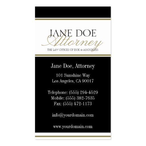 Attorney Gold Script Business Card (back side)
