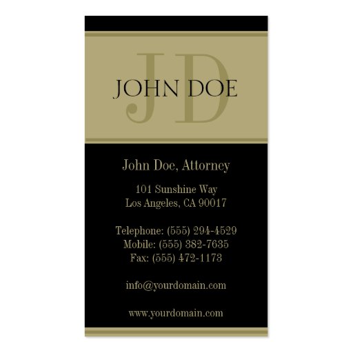 Attorney Golden Banner Business Card Template (back side)
