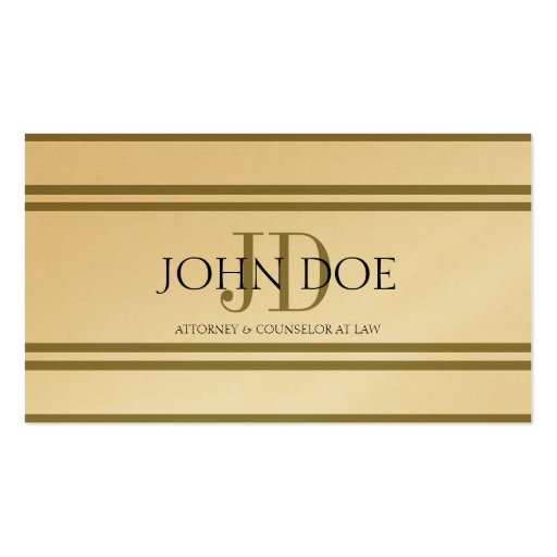 Attorney Golden Deluxe Stripes -Avail Letterhead- Business Card Templates (front side)