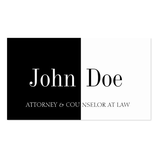 Attorney Half/Half B/W Business Cards (front side)