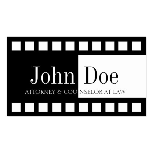 Attorney Half/Half B/W Film Business Card Templates (front side)