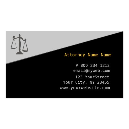 Attorney Justice Scale Legal Business Card Templates (back side)
