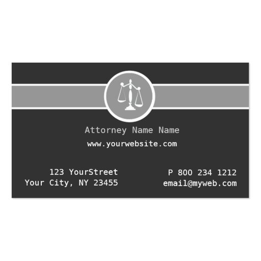 Attorney Justice Scales Black White Gray Business Cards (back side)