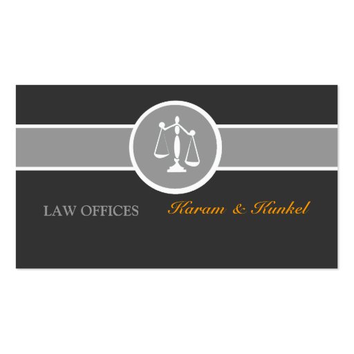 Attorney Justice Scales Black White Gray Business Cards (front side)