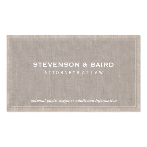 Attorney Law Office Linen Texture Look Classic Business Card Templates (front side)