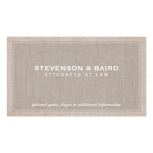 Attorney Law Office Linen Texture Look (No Line) Business Card Templates (front side)