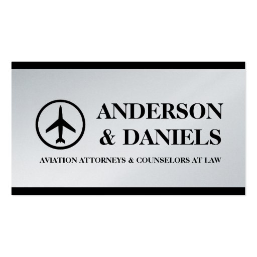 Attorney Lawyer Airplane Airline Aviation Law Firm Business Card Templates (front side)