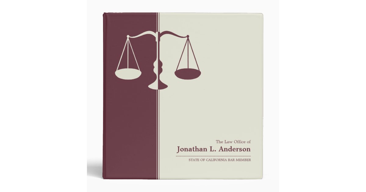 Attorney / Lawyer Burgundy business binder Zazzle