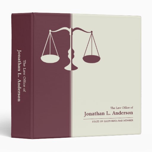 Attorney / Lawyer Burgundy business binder Zazzle