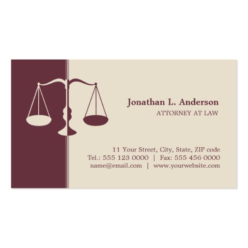 Attorney / Lawyer - Burgundy business card (front side)