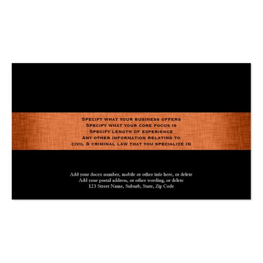 Attorney Lawyer Business Card (back side)