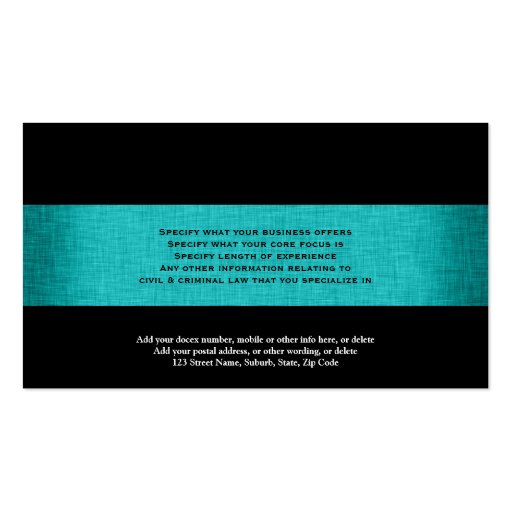Attorney Lawyer Business Card Template (back side)