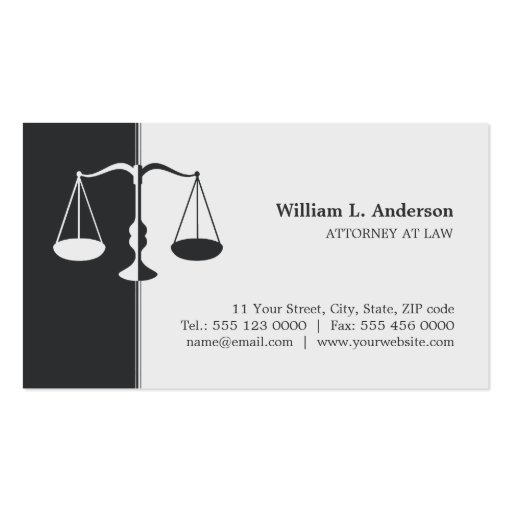 Attorney / Lawyer - Charcoal Grey business card (front side)