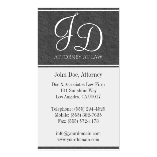 Attorney Lawyer Elegant Grey Slate White Stripes Business Card Template (back side)