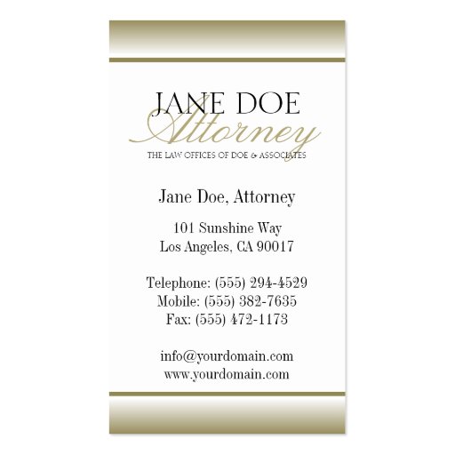 Attorney Lawyer Gold Fade - Available Letterhead - Business Card Template (back side)