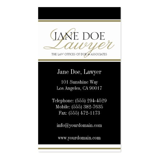 Attorney/Lawyer Gold Script Business Cards (back side)