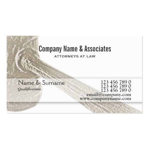 Attorney Lawyer Judge Auctioneer gavel Business Card