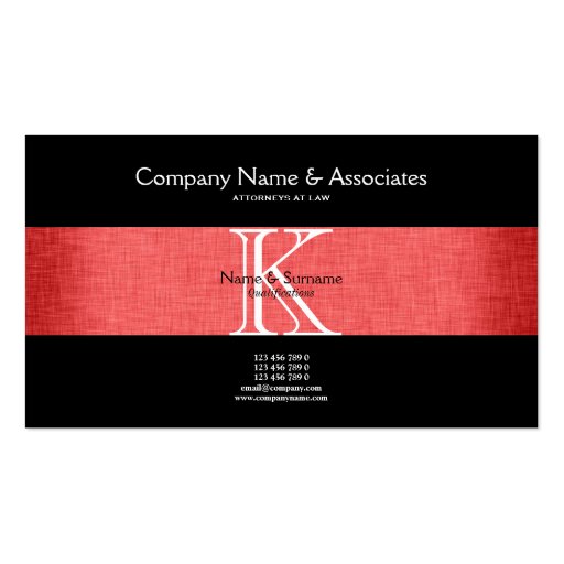 Attorney lawyer law business card (front side)