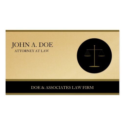 Attorney Lawyer Law Firm B/W Gold Paper Business Card Templates (front side)