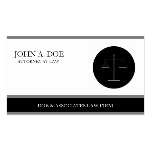 Attorney Lawyer Law Firm B/W Silver Stripes Business Card (front side)