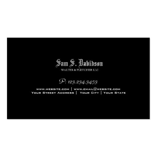 Attorney/Lawyer/Law Firm Black Business Card (back side)