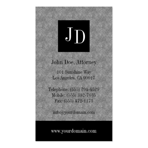 Attorney Lawyer Law Firm Blue Marble Black Banner Business Card Template (back side)