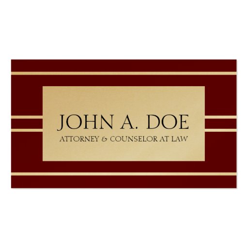 Attorney Lawyer Law Firm Cherry Gold White Stripes Business Card Templates (front side)